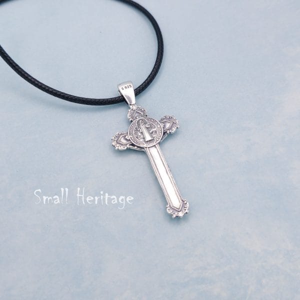 back side Sterling Silver Crucifix Cross Necklace – 925 Christian Pendant for Men
