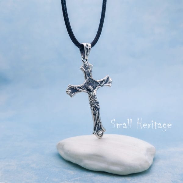 Crucifix Necklace – 925 Sterling Silver Christian Cross Pendant for Men