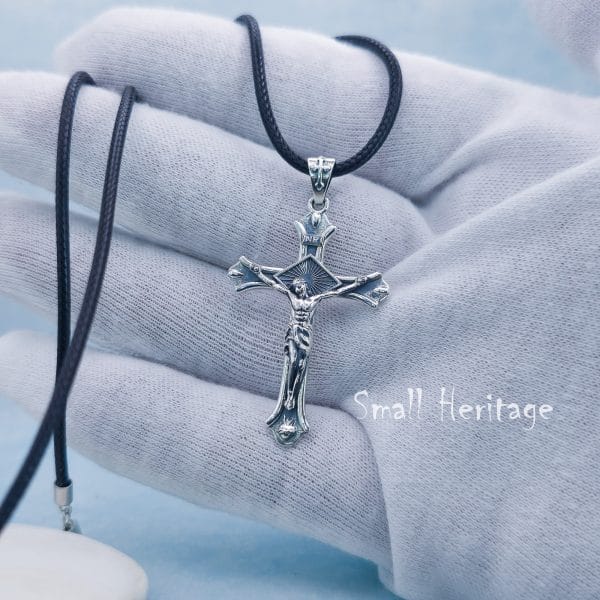 Crucifix Necklace – 925 Sterling Silver Christian Cross Pendant for Men
