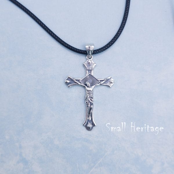 Crucifix Necklace – 925 Sterling Silver Christian Cross Pendant for Men