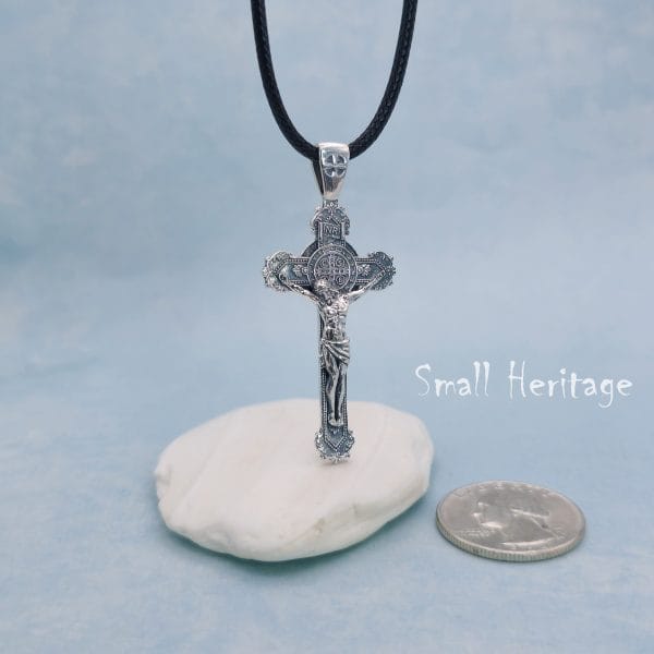 Size Sterling Silver Crucifix Cross Necklace – 925 Christian Pendant for Men