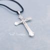 back side Crucifix Necklace – 925 Sterling Silver Christian Cross Pendant for Men