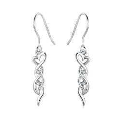 925 Sterling Silver Heart Drop Earrings – Hollow Dangling Dangle Earrings for Women