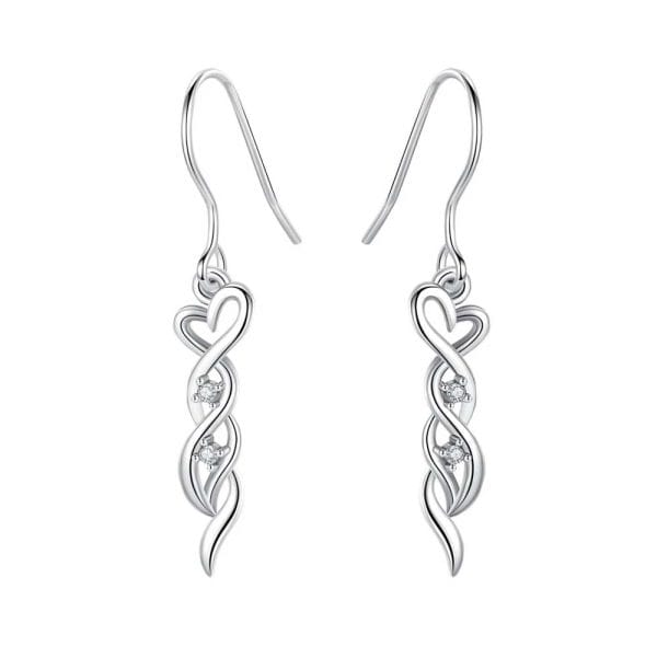 925 Sterling Silver Heart Drop Earrings – Hollow Dangling Dangle Earrings for Women