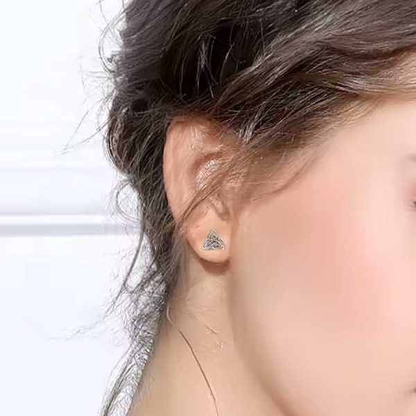 925 Sterling Silver Small Celtic Trinity Knot Stud Earrings