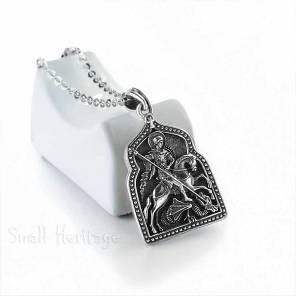 925 Sterling Silver St. George Pendant Necklace – Dragon Slayer Protection