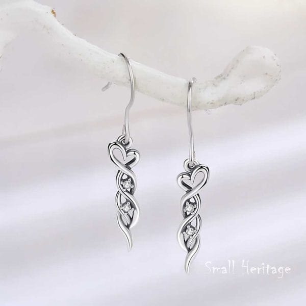 925 Sterling Silver Heart Drop Earrings – Hollow Dangling Dangle Earrings for Women