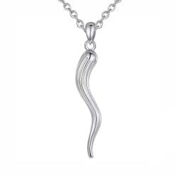 925 Sterling Silver Italian Horn Pendant for Women Men Good Luck