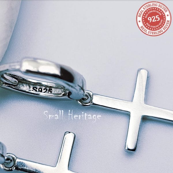 925 Sterling Silver Small Cross Hoop Earrings for Women – Dainty Christian Jewelry