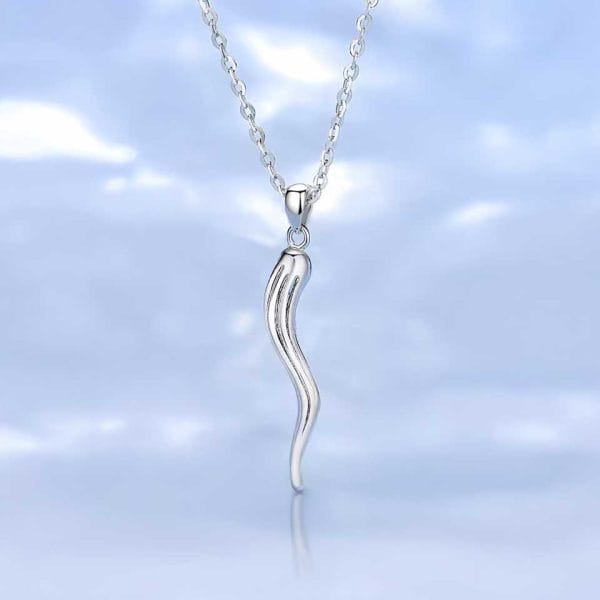 925 Sterling Silver Italian Horn Pendant for Women Men Good Luck