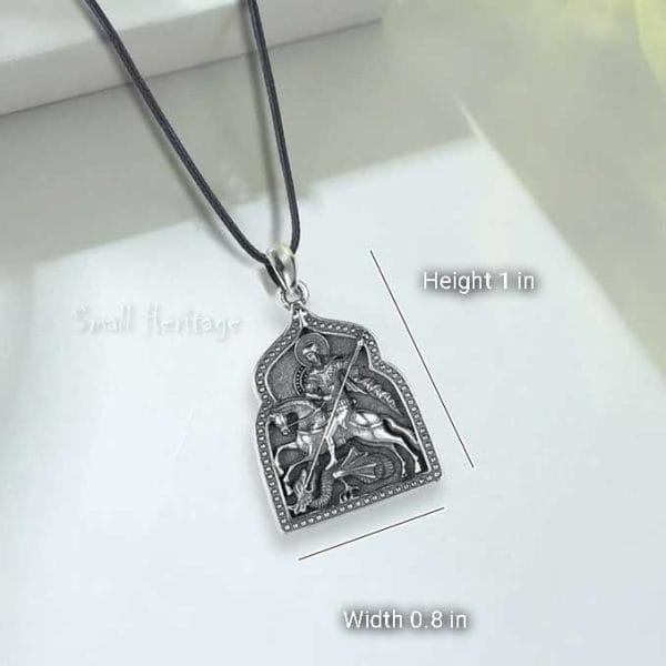 925 Sterling Silver St. George Pendant Necklace – Dragon Slayer Protection - Image 4