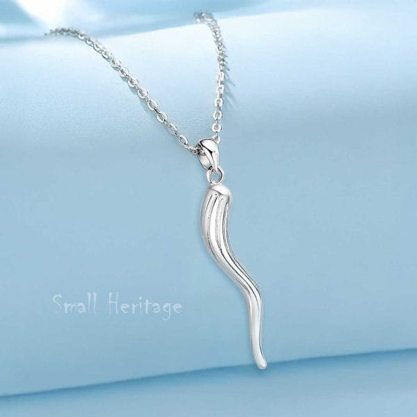 925 Sterling Silver Italian Horn Pendant for Women Men Good Luck