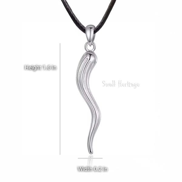 rope 925 Sterling Silver Italian Horn Pendant for Women Men Good Luck