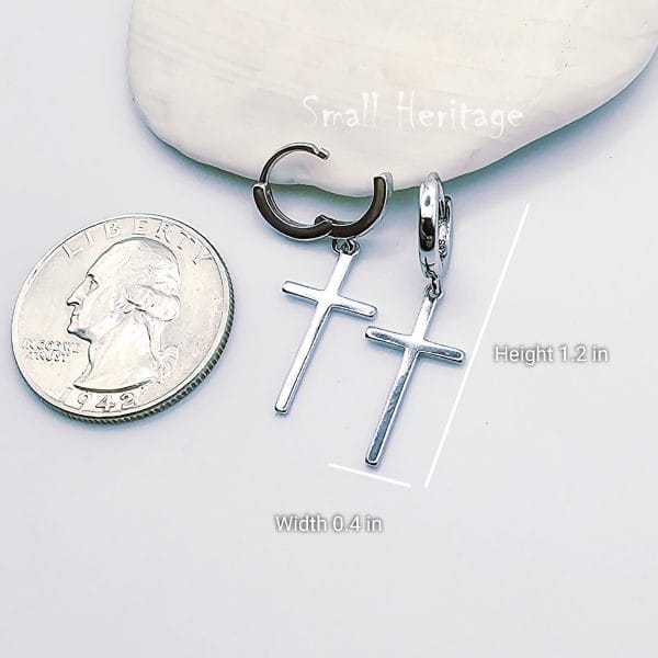 925 Sterling Silver Small Cross Hoop Earrings for Women – Dainty Christian Jewelry