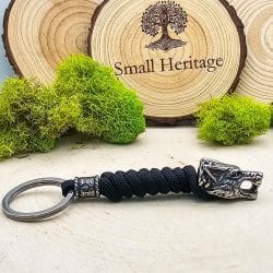 Viking Wolf Head Keychain – Stainless Steel Celtic Paracord Key Ring