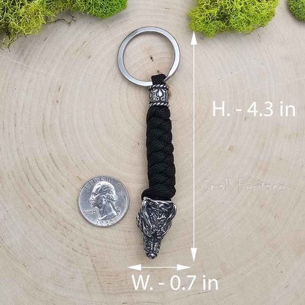 Viking Wolf Head Keychain – Stainless Steel Celtic Paracord Key Ring