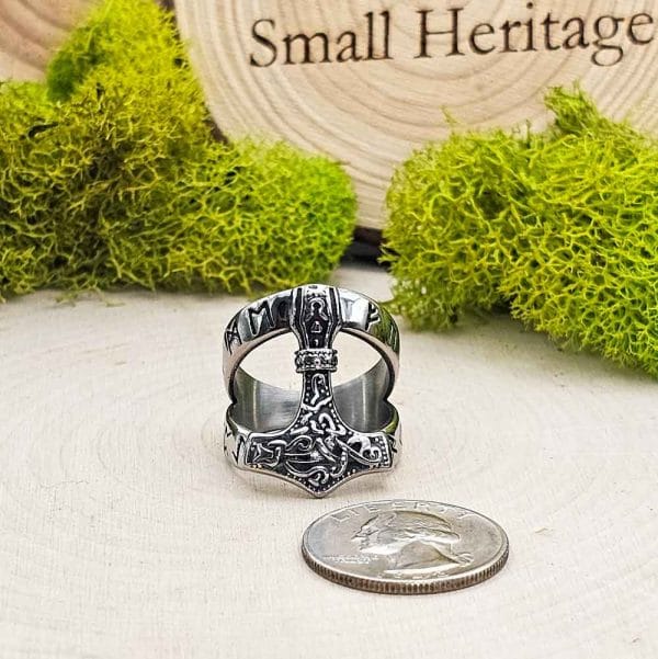 Viking Ring Stainless Steel Mjolnir Hammer size 9