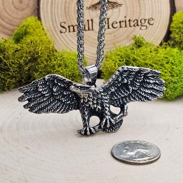 Large Eagle Necklace Stainless Steel Heavy Pendant Chain