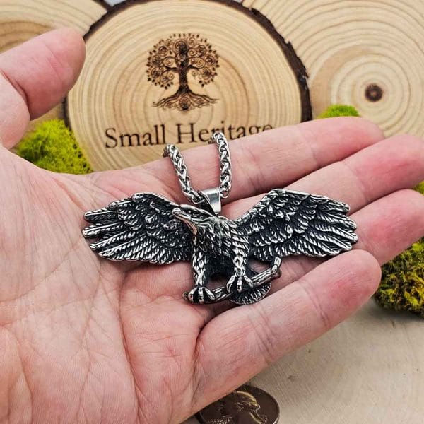 Large Eagle Necklace Stainless Steel Heavy Pendant Chain