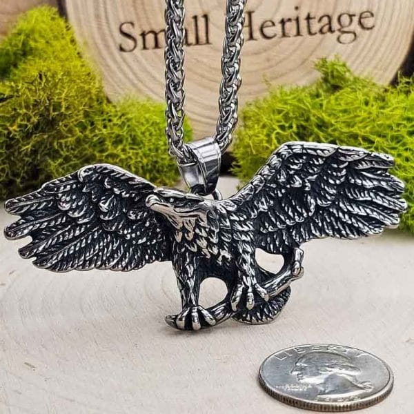 Large Eagle Necklace Stainless Steel Heavy Pendant Chain
