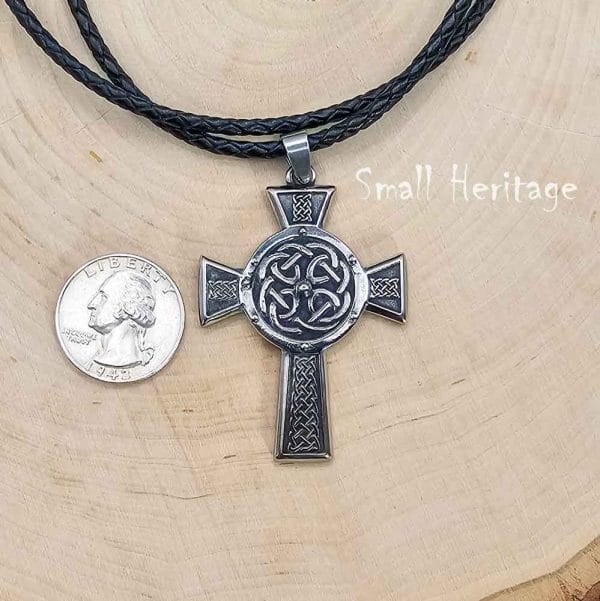 Celtic Knot Cross Necklace Stainless Steel Irish Pendant