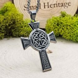 Celtic Knot Cross Necklace Stainless Steel Irish Pendant