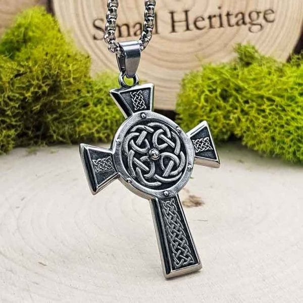 Celtic Knot Cross Necklace Stainless Steel Irish Pendant
