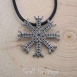 Small Lightweight Helm of Awe Necklace Stainless Steel Pendant with Rope