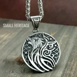 Viking Wolf Fenrir Necklace Norse Valknut Pendant